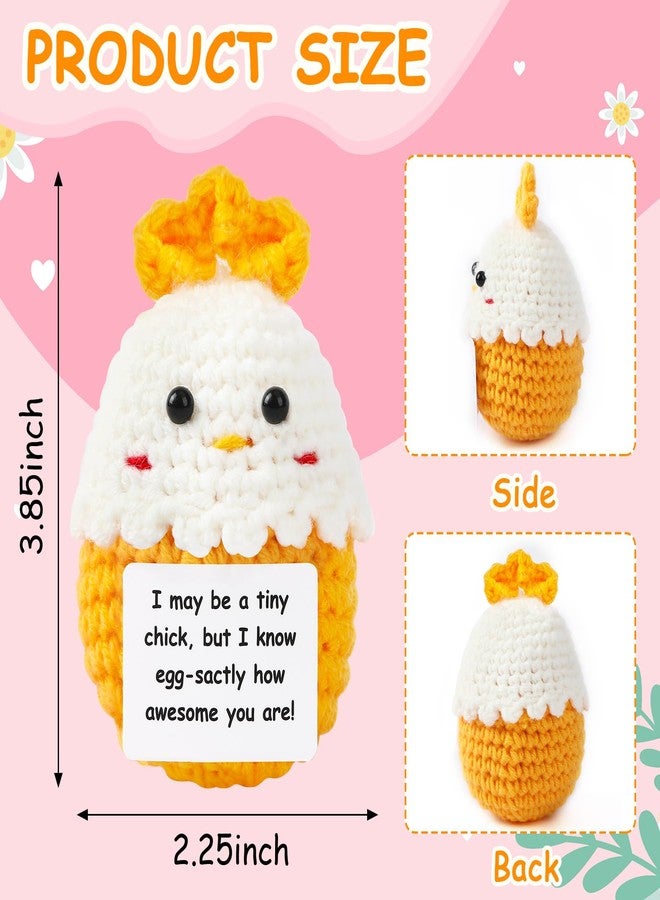 JULEASEL Mini Chicken Easter Basket Essentials Stuffers for Teens Kids Girls Gifts Positive Crochet Animals Emotional Chick in Eggshell Easter Gifts for Friend Sister Daughter - Image 4
